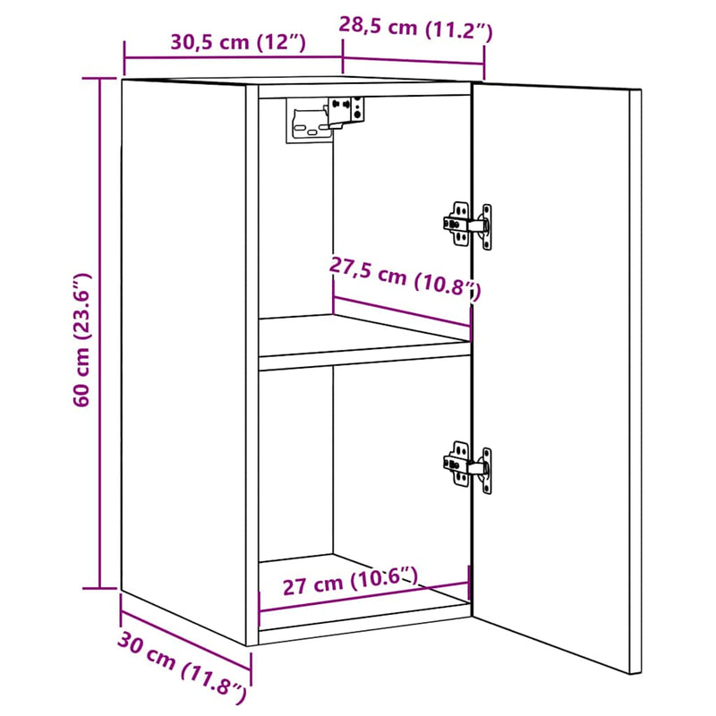 vidaXL TV Cabinet White 30.5x30x60 cm Engineered Wood