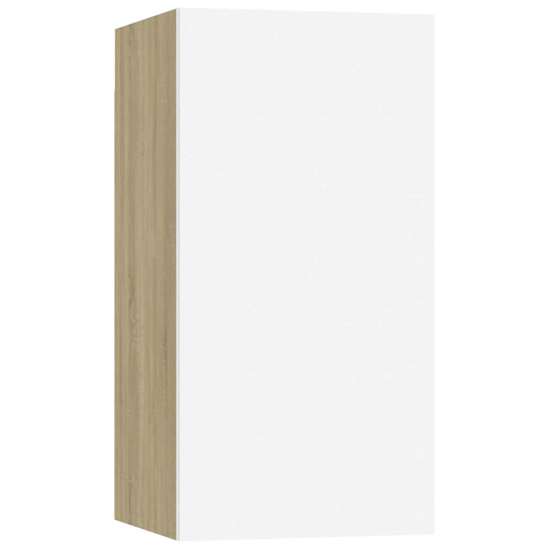 vidaXL TV Cabinets 2 pcs White and Sonoma Oak 30.5x30x60 cm Engineered Wood