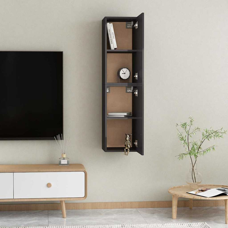 vidaXL TV Cabinets 2 pcs High Gloss Grey 30.5x30x60 cm Engineered Wood