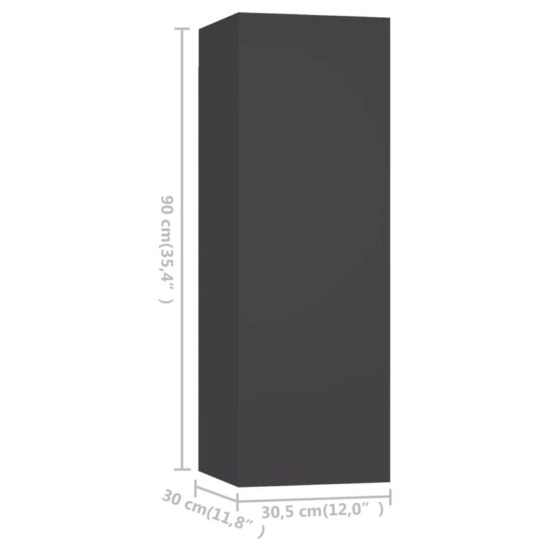 vidaXL TV Cabinet Grey 30.5x30x90 cm Engineered Wood