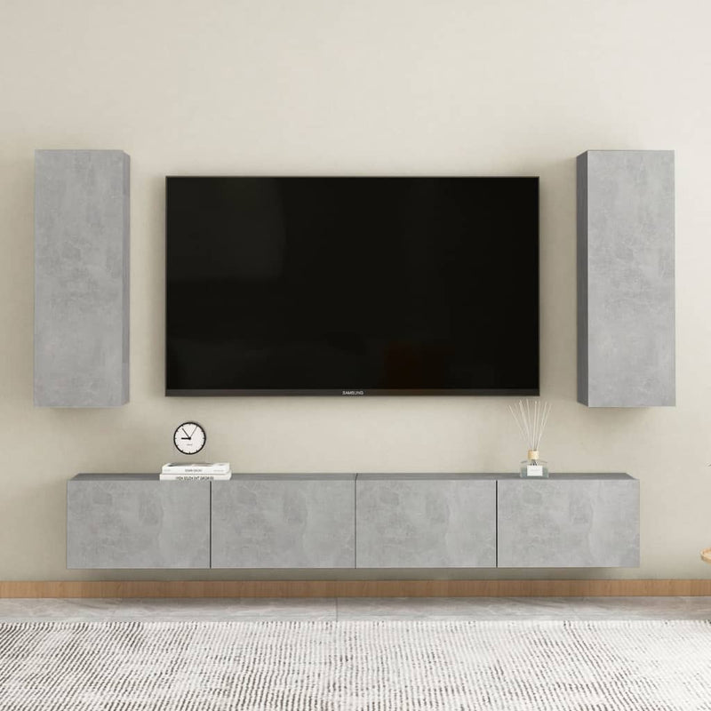 vidaXL TV Cabinets 2 pcs Concrete Grey 30.5x30x90 cm Engineered Wood