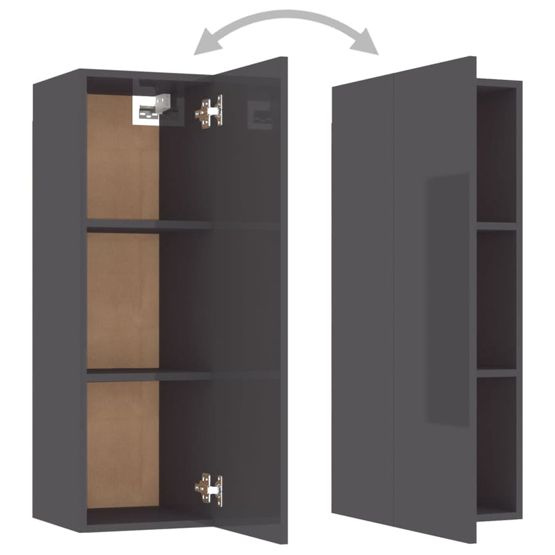 vidaXL TV Cabinet High Gloss Grey 30.5x30x90 cm Engineered Wood