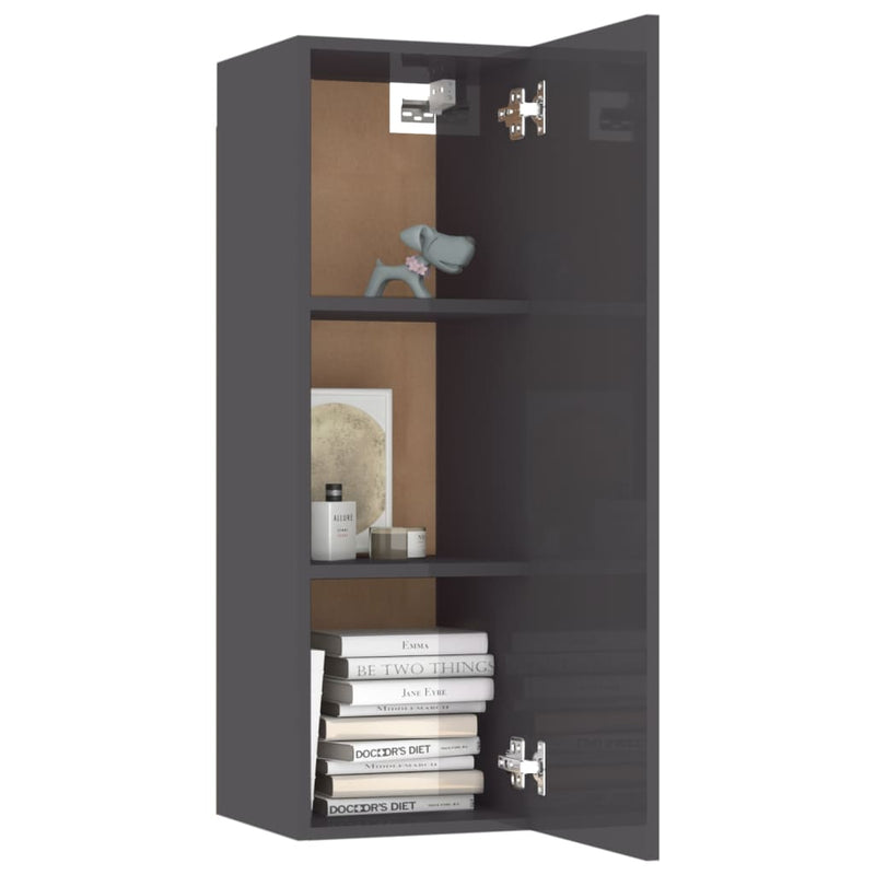 vidaXL TV Cabinet High Gloss Grey 30.5x30x90 cm Engineered Wood