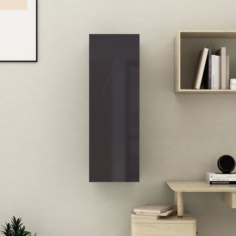 vidaXL TV Cabinet High Gloss Grey 30.5x30x90 cm Engineered Wood