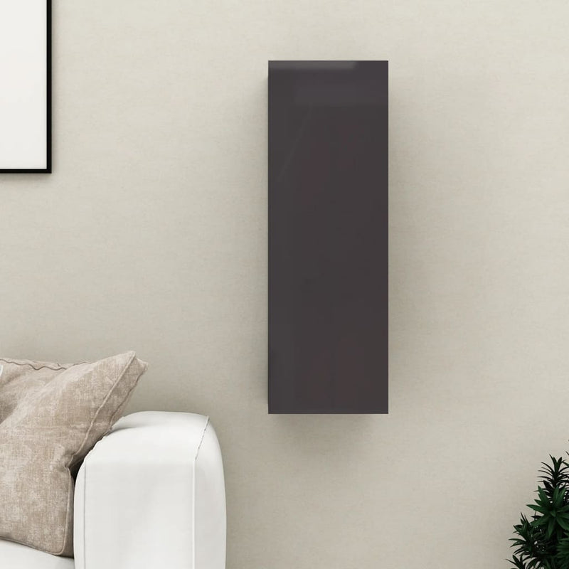 vidaXL TV Cabinet High Gloss Grey 30.5x30x90 cm Engineered Wood