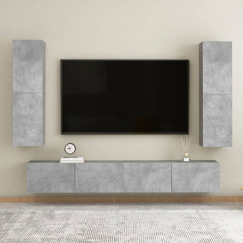 vidaXL TV Cabinets 2 pcs Concrete Grey 30.5x30x110 cm Engineered Wood