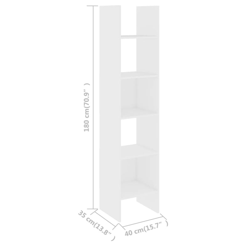 vidaXL Book Cabinet White 40x35x180 cm Engineered Wood