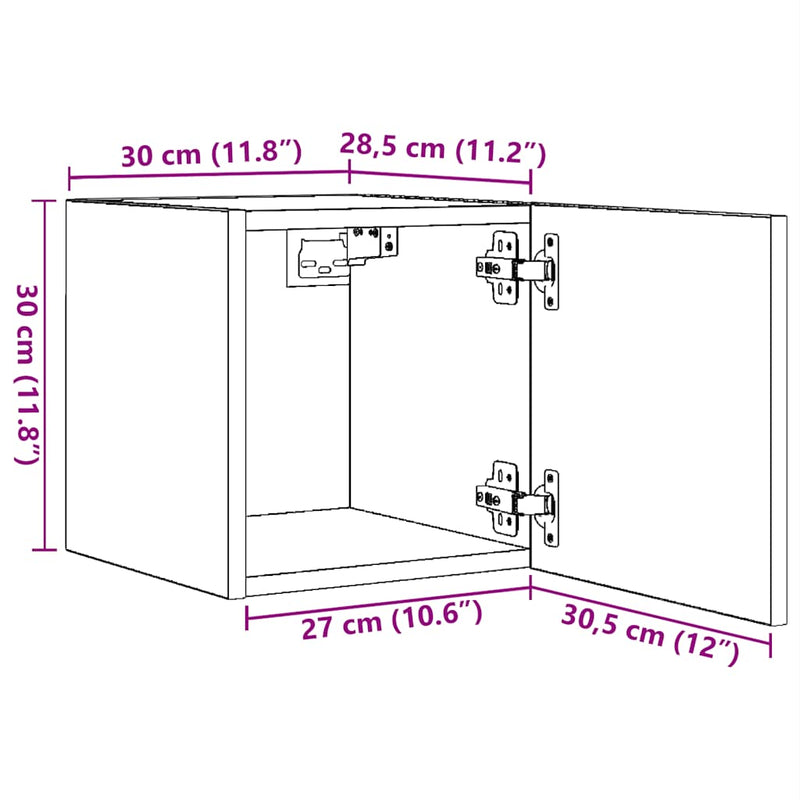vidaXL Wall Mounted TV Cabinets 2 pcs Grey 30.5x30x30 cm