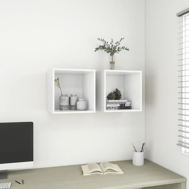 vidaXL Wall Cabinets 2 pcs White 37x37x37 cm Engineered Wood