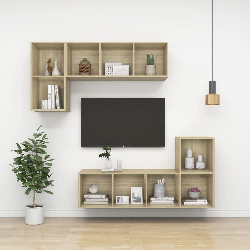vidaXL Wall Cabinets 4 pcs Sonoma Oak 37x37x37 cm Engineered Wood