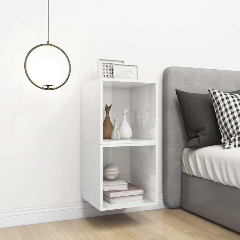 vidaXL Wall Cabinets 2 pcs High Gloss White 37x37x37 cm Engineered Wood