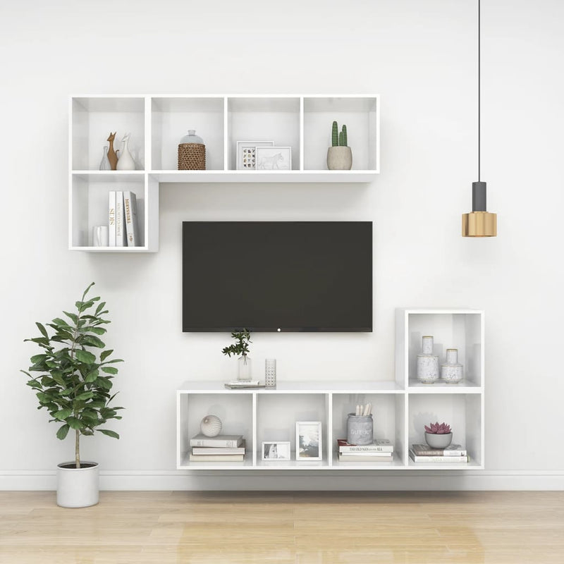 vidaXL Wall Cabinets 2 pcs High Gloss White 37x37x37 cm Engineered Wood