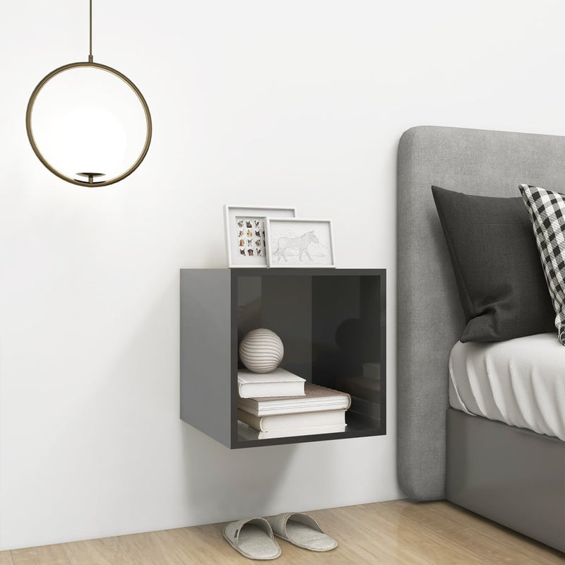 vidaXL Wall Cabinet High Gloss Grey 37x37x37 cm Engineered Wood