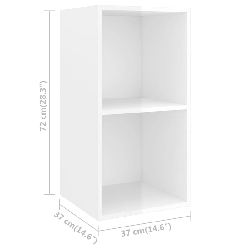 vidaXL Wall-mounted TV Cabinet High Gloss White 37x37x72 cm Engineered Wood