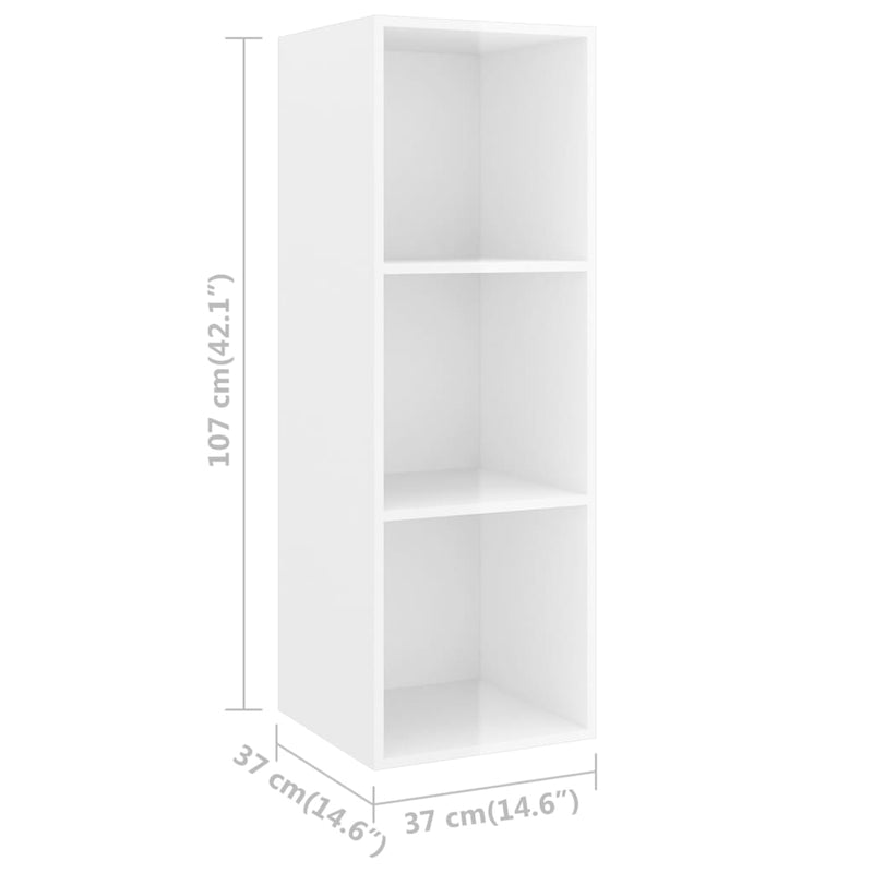 Wall-mounted TV Cabinet High Gloss White 37x37x107 cm Engineered Wood