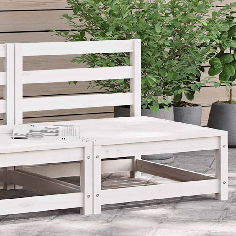 vidaXL Garden Middle Sofa White Solid Pinewood