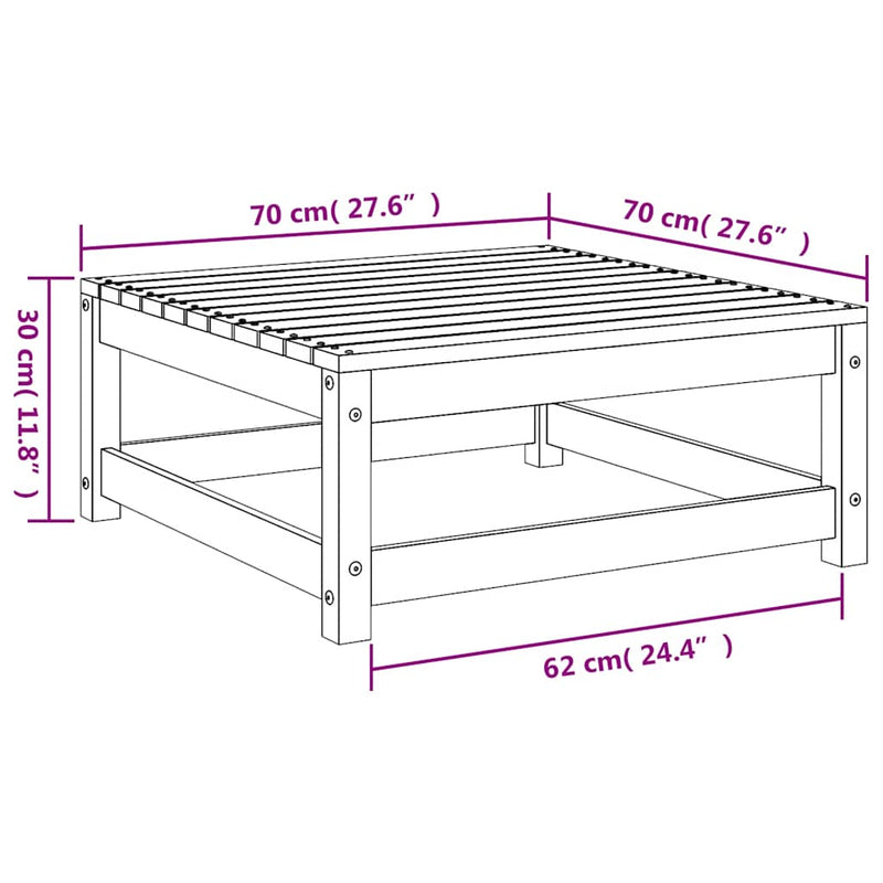 vidaXL Garden Footstool 70x70x30 cm White Solid Pinewood
