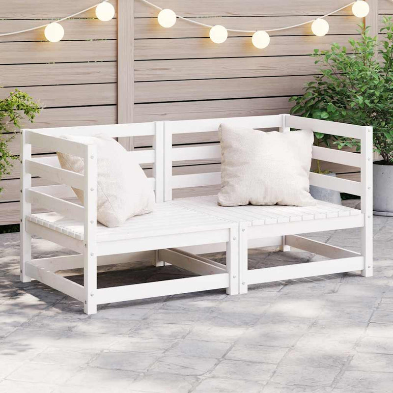 vidaXL Garden Corner Sofas 2 pcs White Solid Pinewood