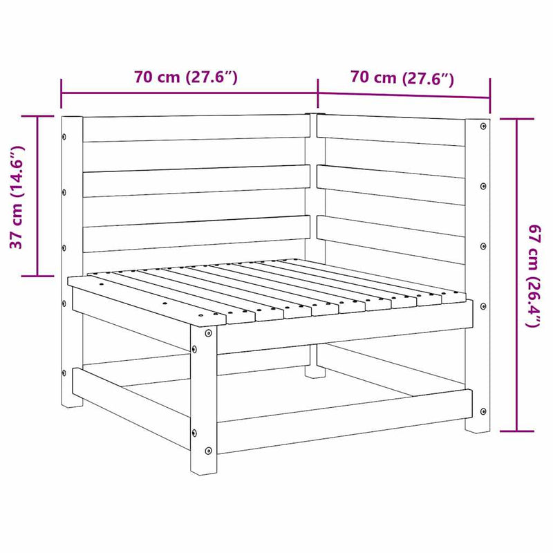 vidaXL Garden Corner Sofas 2 pcs Grey Solid Pinewood