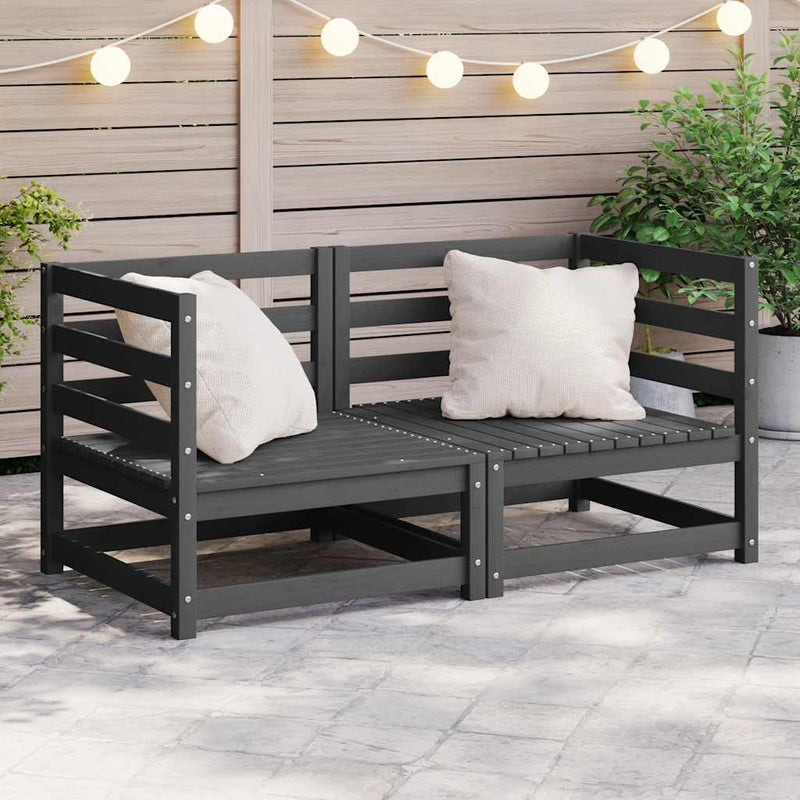 vidaXL Garden Corner Sofas 2 pcs Grey Solid Pinewood