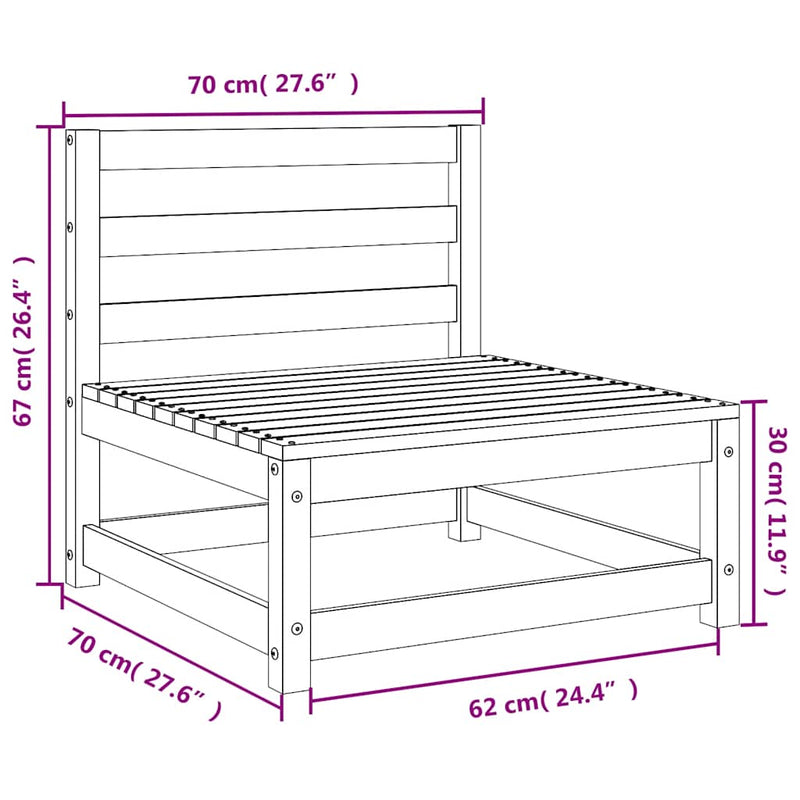 vidaXL Garden Middle Sofas 2 pcs Solid Pinewood
