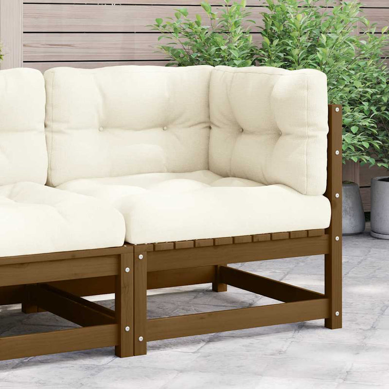 vidaXL Garden Corner Sofa with Cream Cushions Solid Pinewood