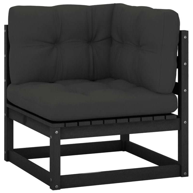 vidaXL Garden Corner Sofa with Anthracite Cushions Solid Pinewood