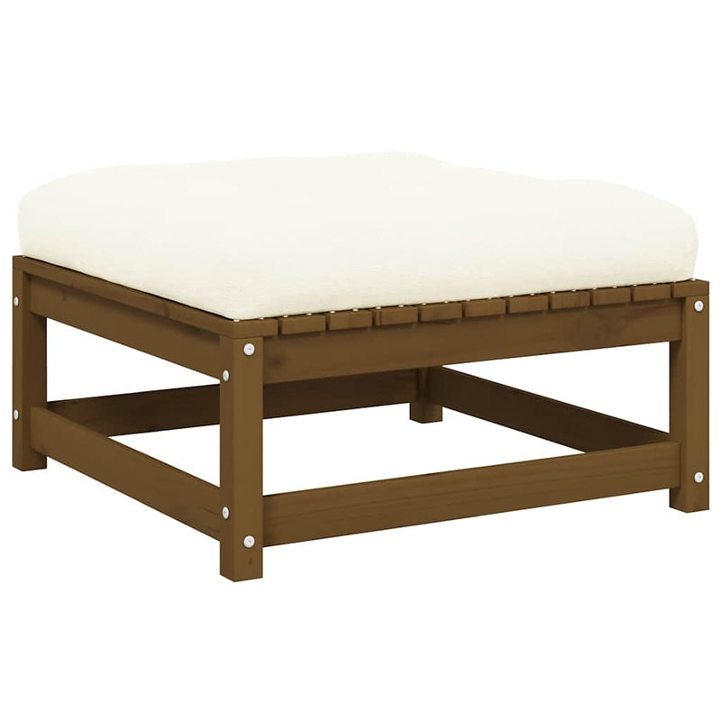 vidaXL Garden Footstool with Cushion Honey Brown Solid Pinewood