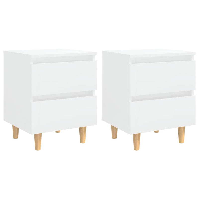vidaXL Bed Cabinets & Pinewood Legs 2 pcs High Gloss White 40x35x50cm