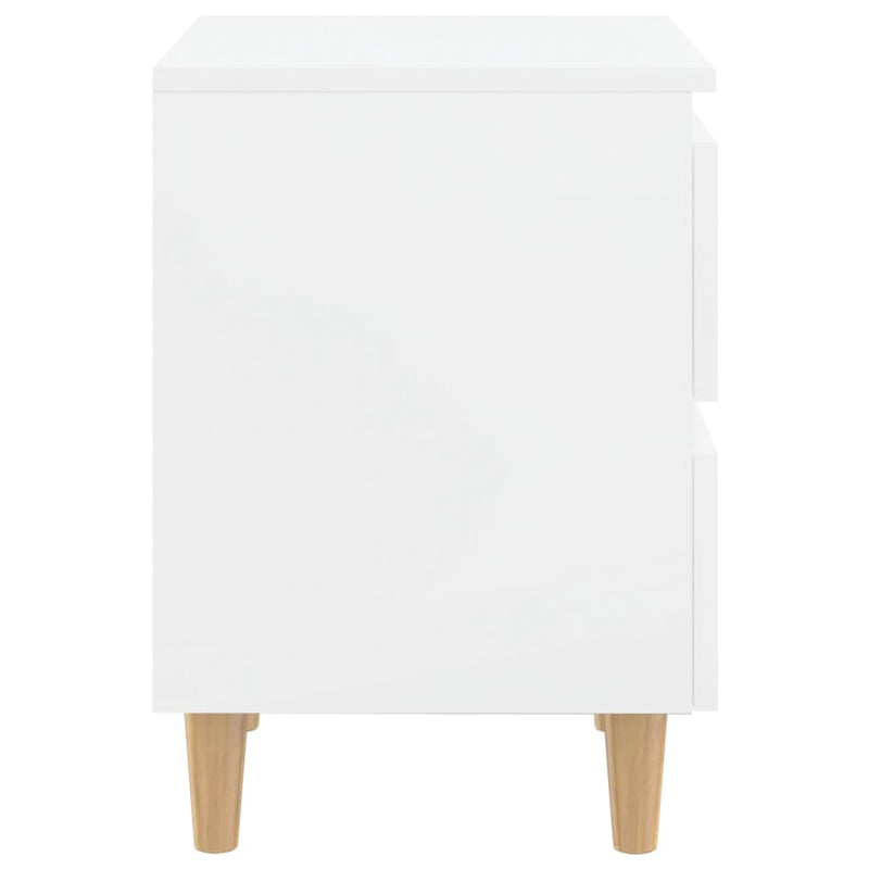 vidaXL Bed Cabinets & Pinewood Legs 2 pcs High Gloss White 40x35x50cm