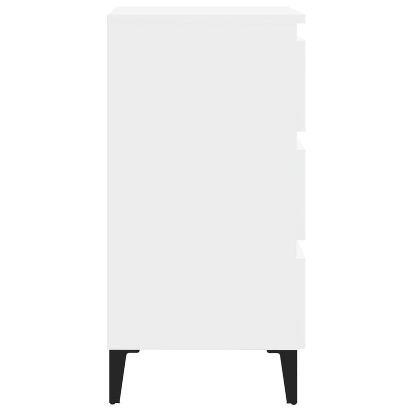 vidaXL Bed Cabinet with Metal Legs 2 pcs White 40x35x69 cm