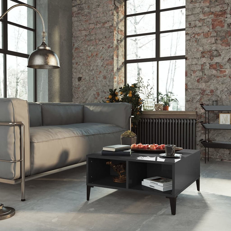 vidaXL Coffee Table High Gloss Grey 60x60x30 cm Engineered Wood