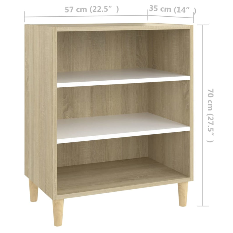 vidaXL Sideboard White and Sonoma Oak 57x35x70 cm Engineered Wood