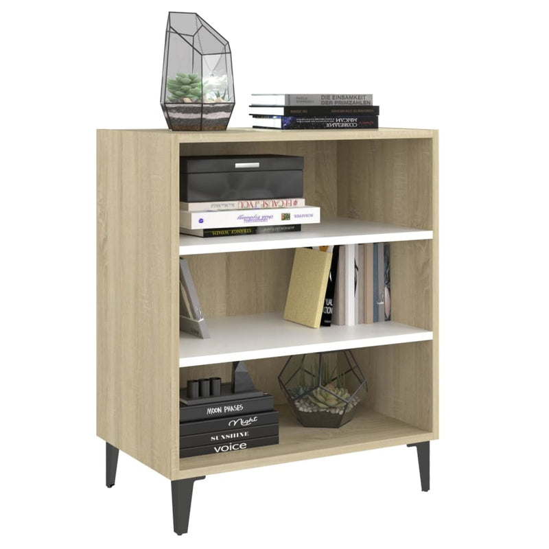vidaXL Sideboard White and Sonoma Oak 57x35x70 cm Engineered Wood