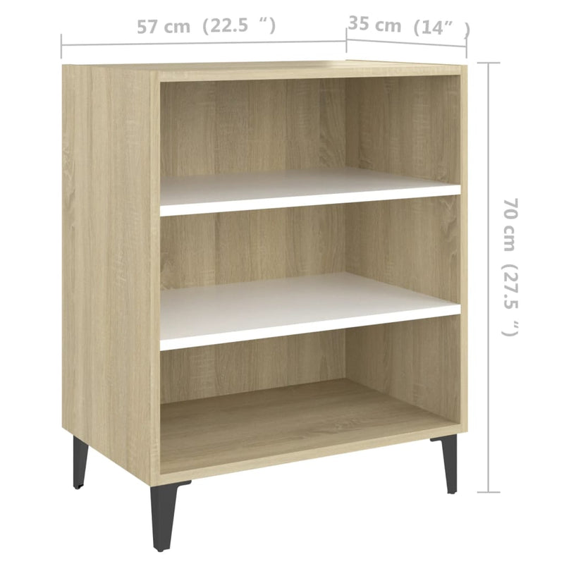 vidaXL Sideboard White and Sonoma Oak 57x35x70 cm Engineered Wood