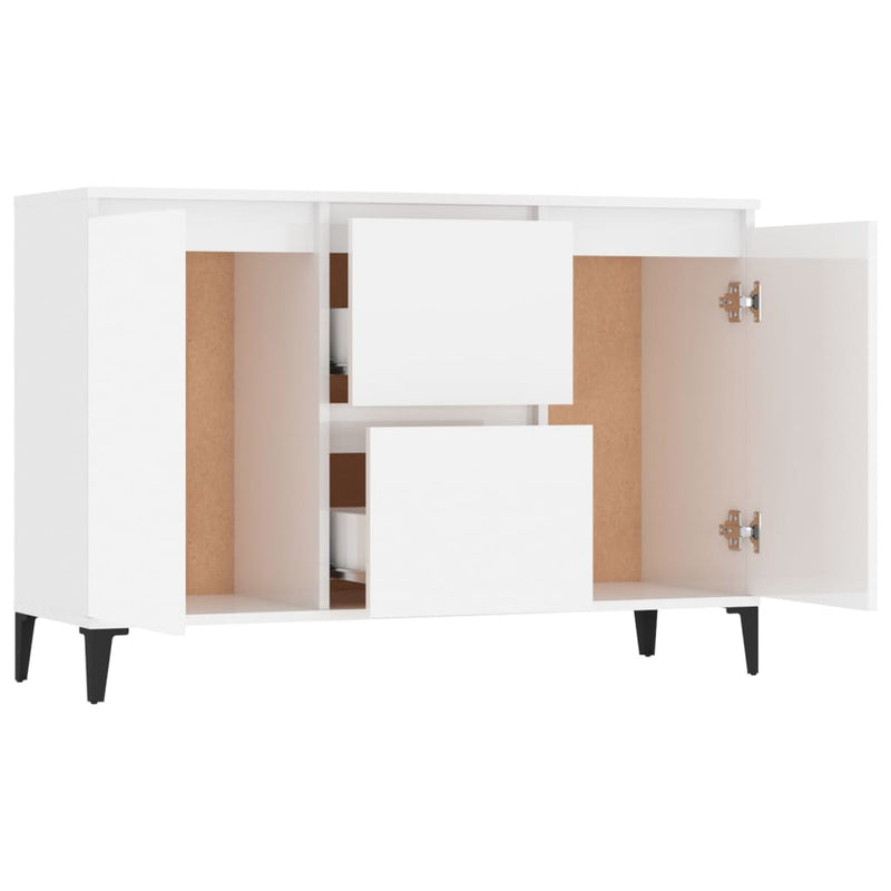 vidaXL Sideboard High Gloss White 102x35x70 cm Engineered Wood