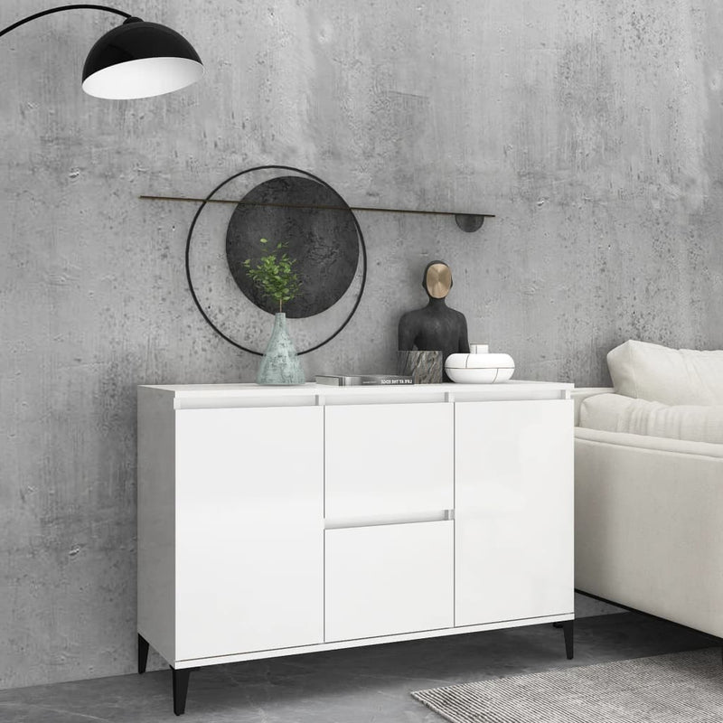 vidaXL Sideboard High Gloss White 102x35x70 cm Engineered Wood