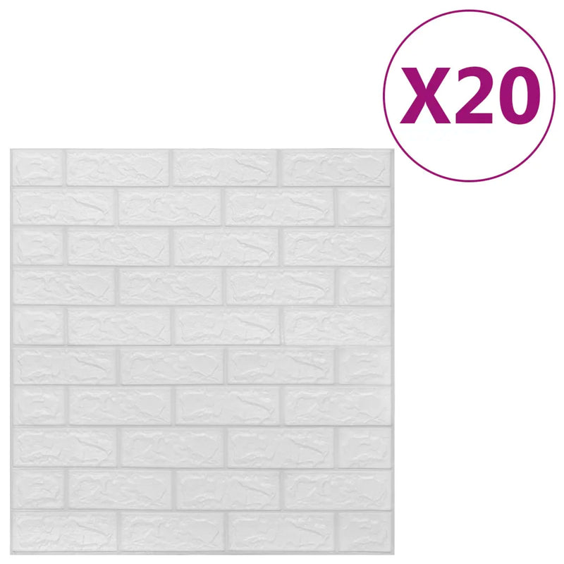 3D Wallpaper Bricks Self-adhesive 20 pcs White