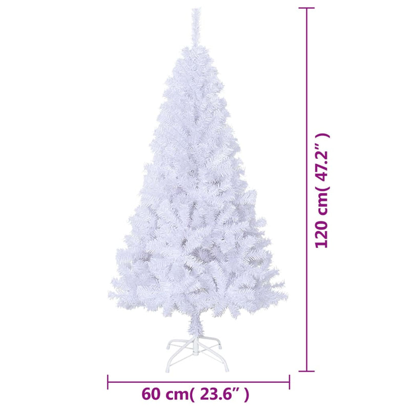 vidaXL Artificial Christmas Tree with Thick Branches White 120 cm PVC