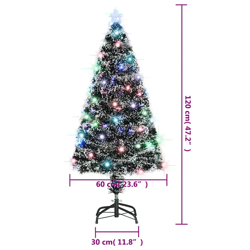 Pre-lit Christmas Tree Green and White 120 cm Fibre Optic