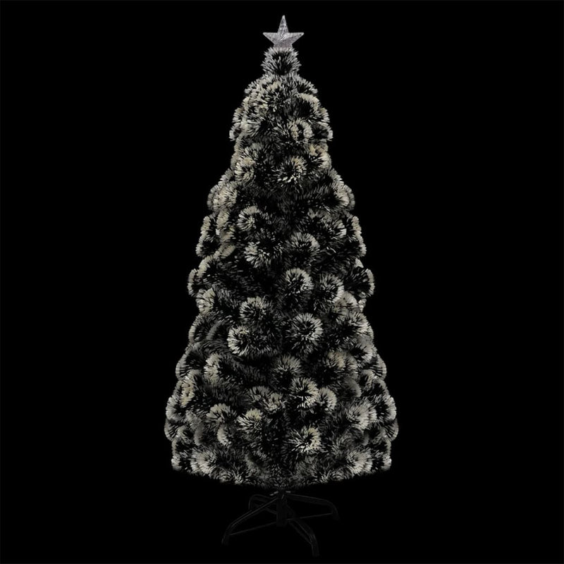 vidaXL Pre-lit Christmas Tree Green and White 150 cm Fibre Optic