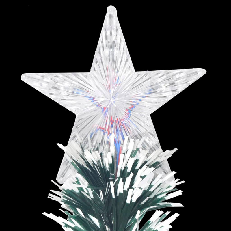 vidaXL Pre-lit Christmas Tree Green and White 210 cm Fibre Optic