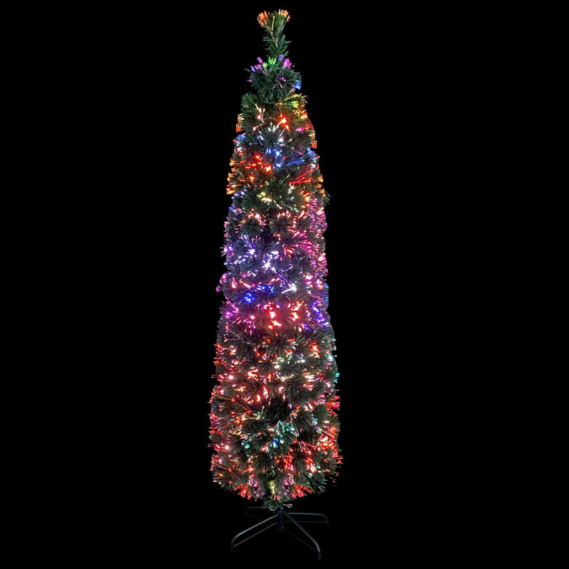 vidaXL Artificial Slim Christmas Tree with Stand 150 cm Fibre Optic