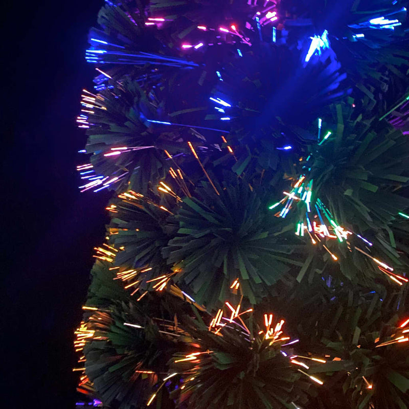 vidaXL Artificial Slim Christmas Tree with Stand 150 cm Fibre Optic
