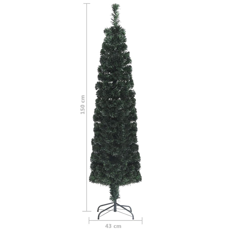 vidaXL Artificial Slim Christmas Tree with Stand 150 cm Fibre Optic