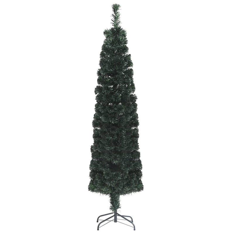 vidaXL Artificial Slim Christmas Tree with Stand 180 cm Fibre Optic