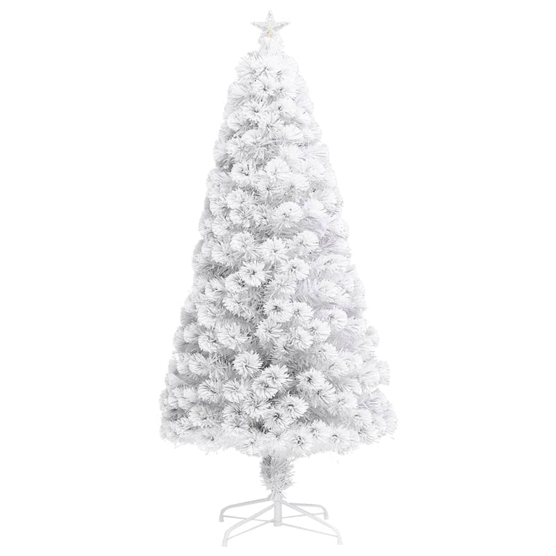 vidaXL Artificial Pre-lit Christmas Tree White 120 cm Fibre Optic