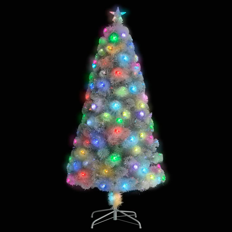 vidaXL Artificial Pre-lit Christmas Tree White 120 cm Fibre Optic