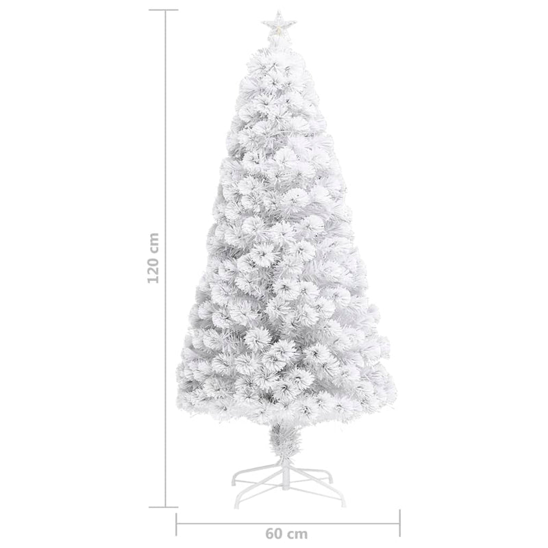 vidaXL Artificial Pre-lit Christmas Tree White 120 cm Fibre Optic