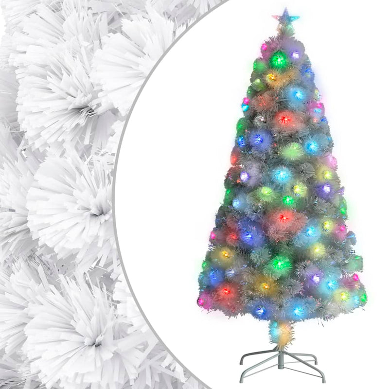 vidaXL Artificial Pre-lit Christmas Tree White 120 cm Fibre Optic